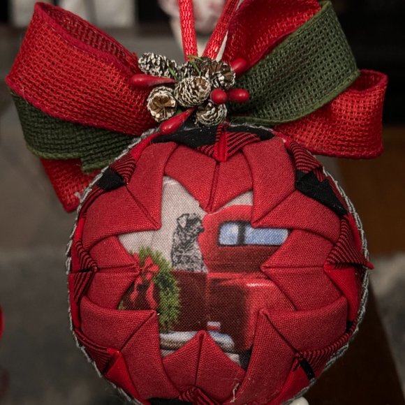 Christmas Ornament, Red Truck W/Dog, Country Chic, X-Mas Gift/Present, Handmade - Picture 7 of 16